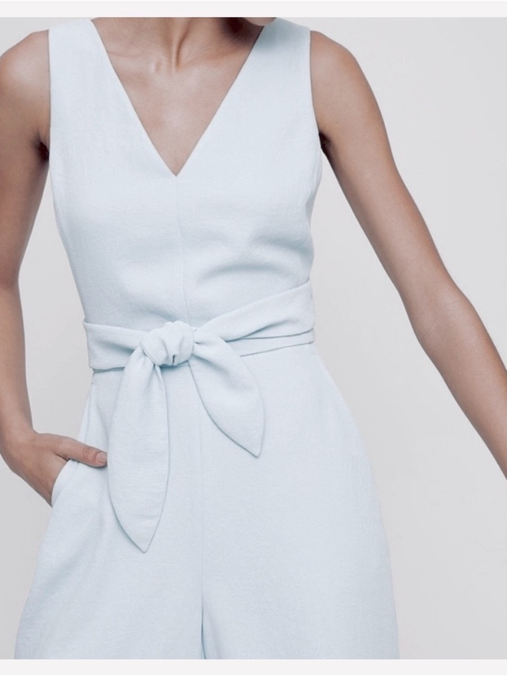 Wilfred Ecoulement V neck jumpsuit pale blue gray 2 23”